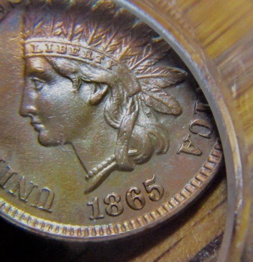 1865 Fancy 5 RPD-005 - Indian Head Penny - Photo by Michael Diller
