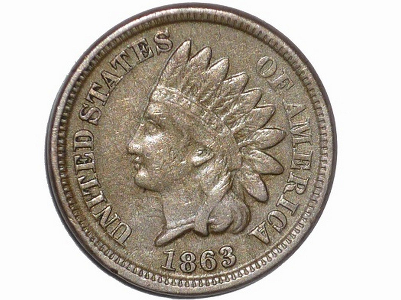 1863 Obverse of CUD-003 - Indian Head Penny - Photo by David Poliquin