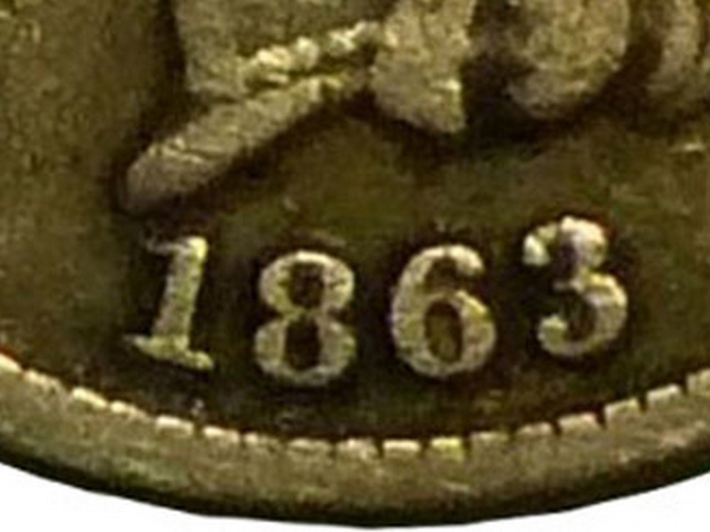 Obverse of 1863 CUD-009 - Indian Head Penny - Photo by David Poliquin