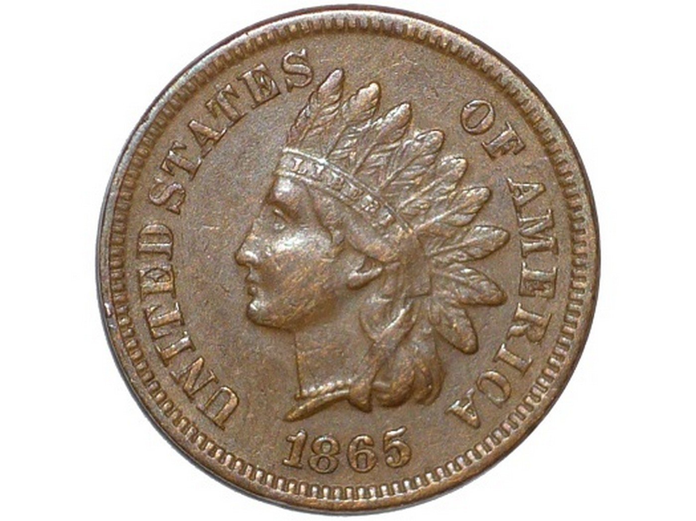 1865 Plain 5 RPD-004 - Indian Head Penny - Photo by David Poliquin