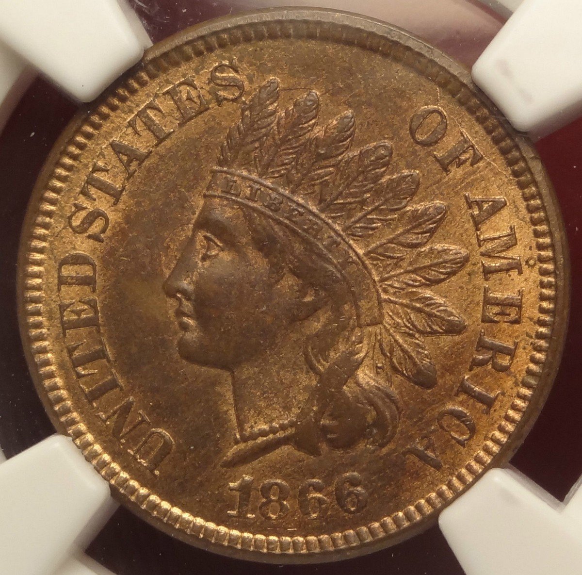 1866 RPD-012 Indian Head Penny by Langham Coins