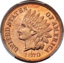 1870 DDO-005 ODD-001 Indian Head Penny - Photos courtesy of Heritage Auctions
