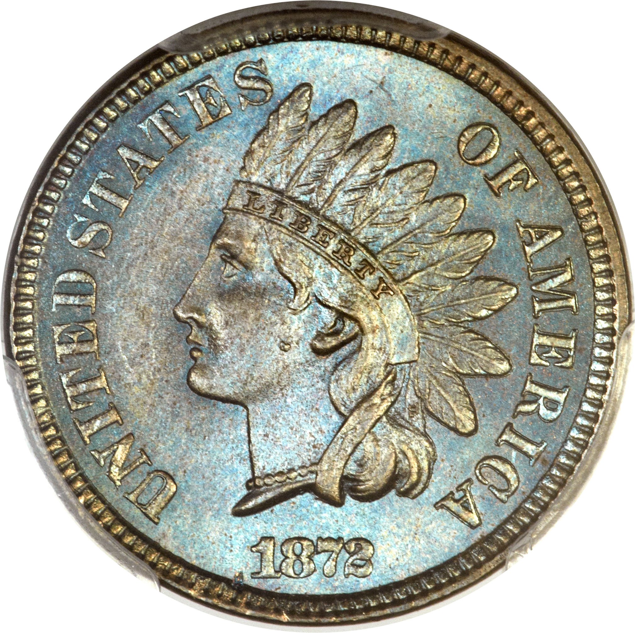 1872 Obverse of DIE-002 Shallow N Indian Head Penny - Photos courtesy of Heritage Auctions