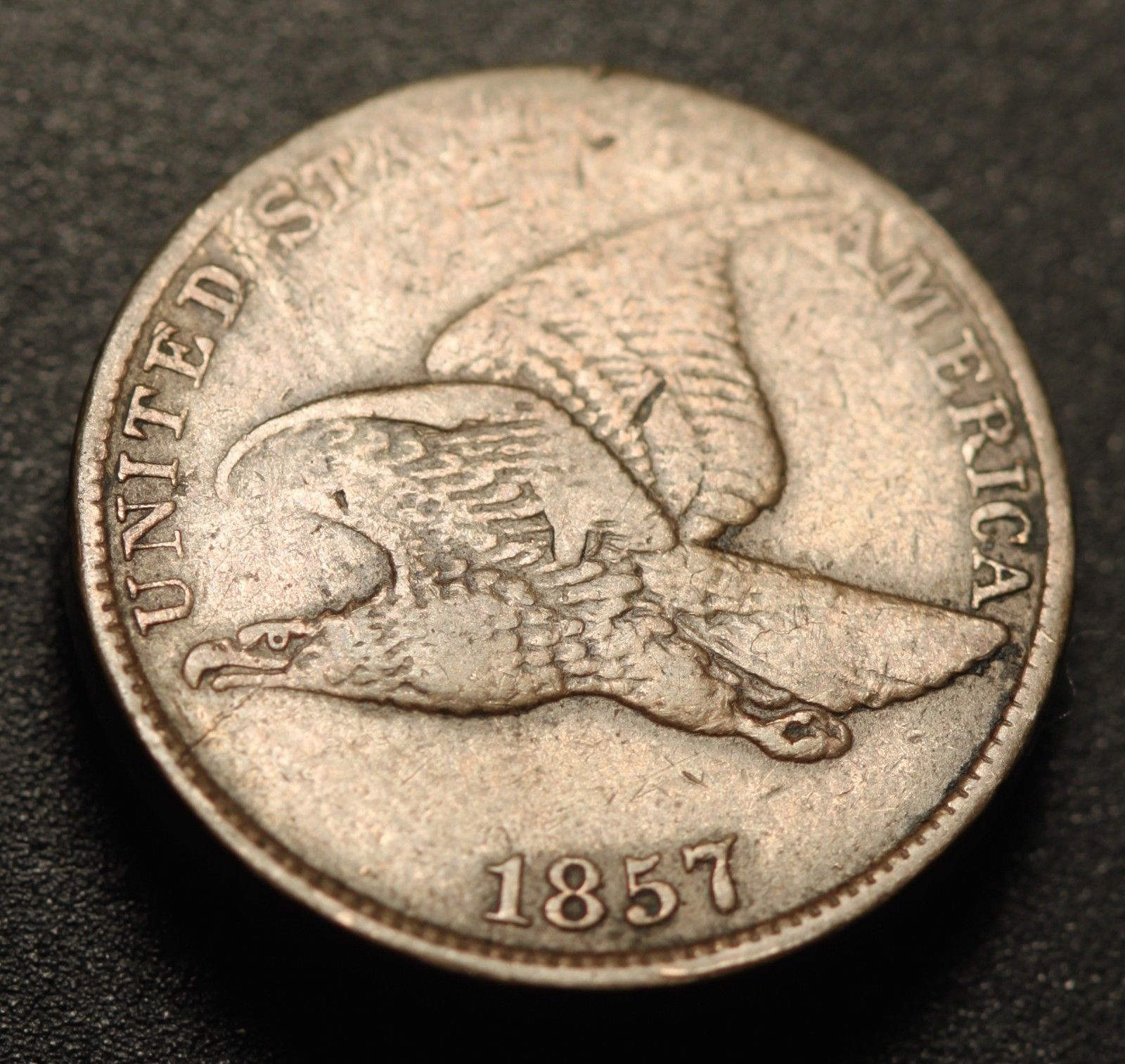 1857 CUD-002, MPD-001 - Flying Eagle Penny