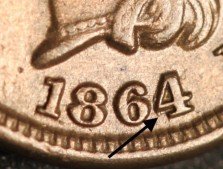 1864 CN No-L RPD-004 - Indian Head Penny - Photo by Ed Nathanson