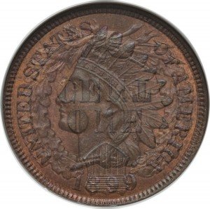 1899 Indian Head Penny Obverse Overlay - Photos courtesy of Heritage Auctions