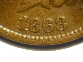 1868 Obverse of CUD-003 - Indian Head Penny - Photo by David Poliquin