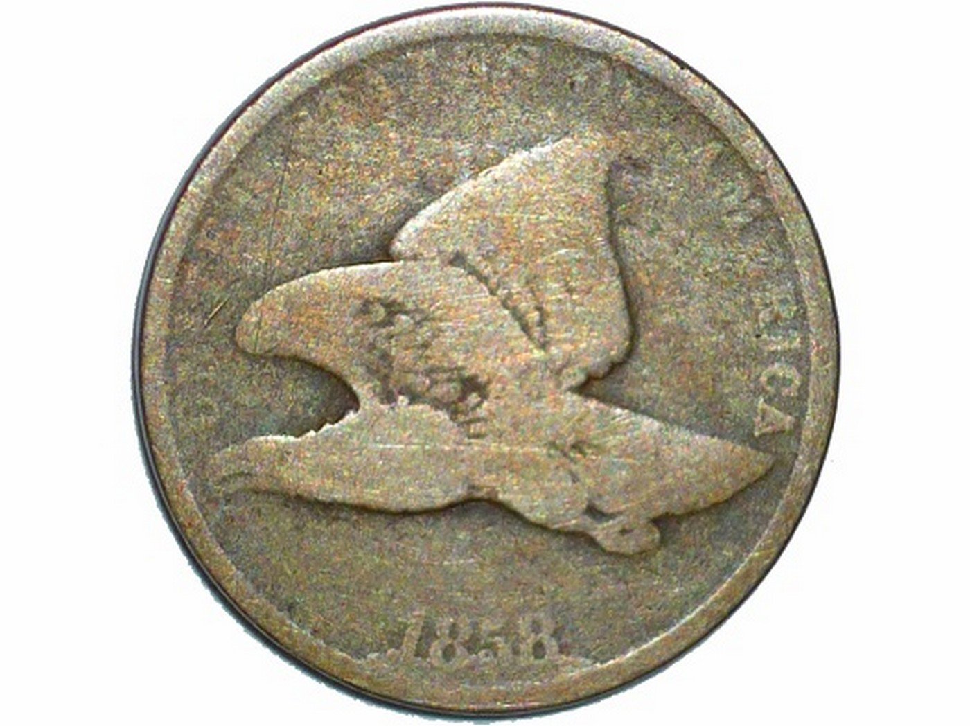 1858 CUD-007 - Flying Eagle Penny - Photo by David Poliquin
