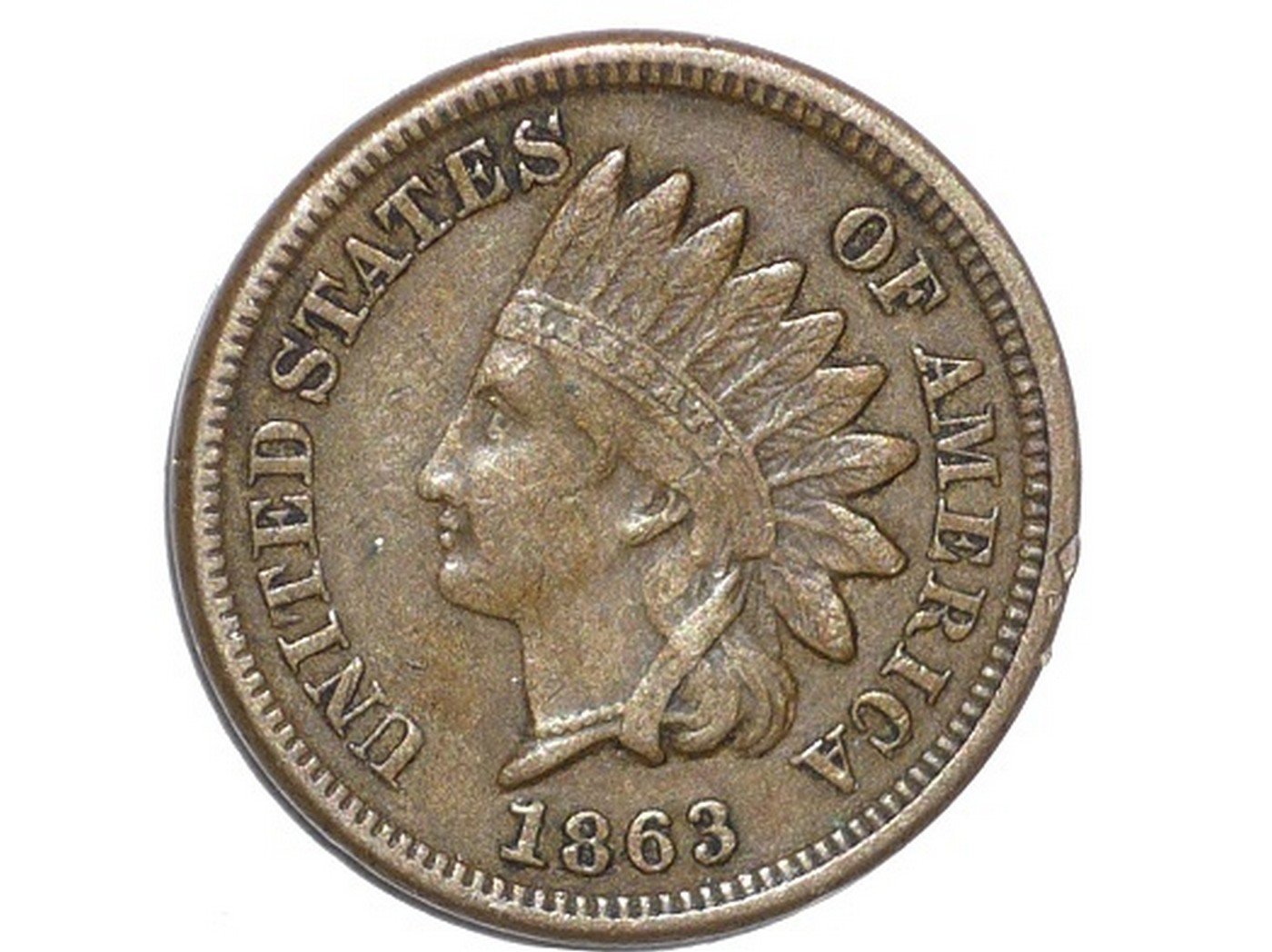 1863 Obverse of CRK-003 - Indian Head Penny - Photo by David Poliquin