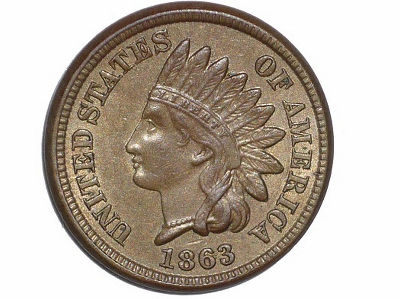 1863 Obverse of ODD-008, CUD-019 - Indian Head Penny - Photo by David Poliquin
