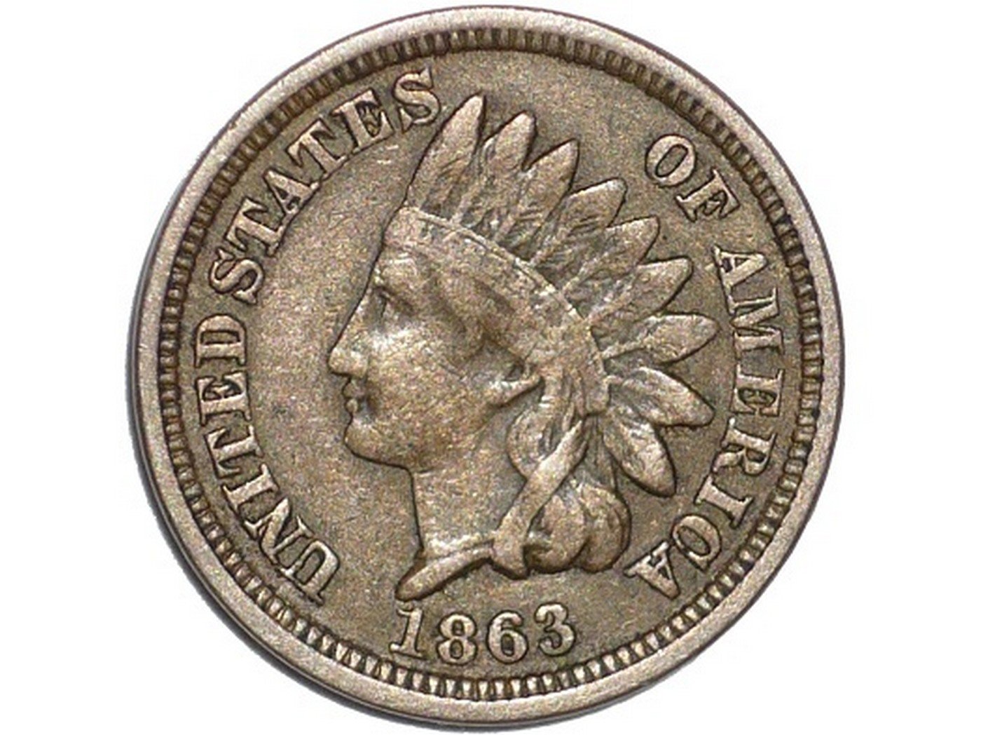 1863 Obverse of CUD-020 - Indian Head Penny - Photo by David Poliquin