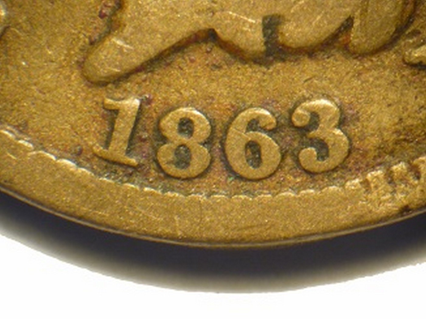 1863 Obverse of CUD-021 - Indian Head Penny - Photo by David Poliquin