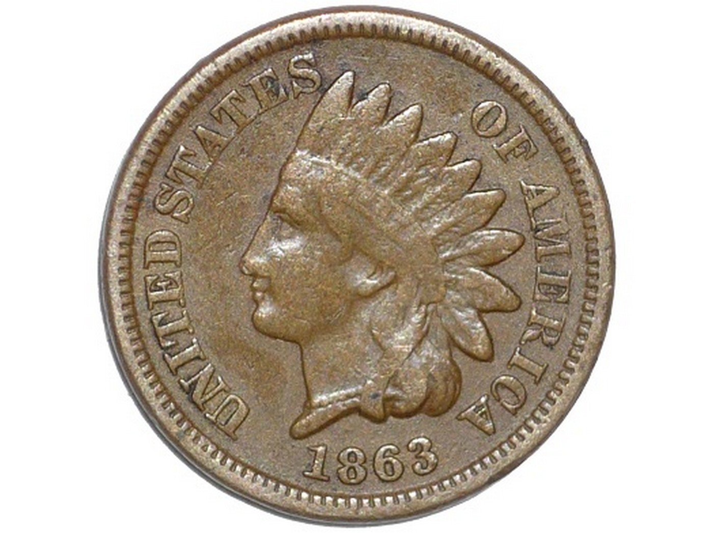 1863 Obverse of CUD-022 - Indian Head Penny - Photo by David Poliquin