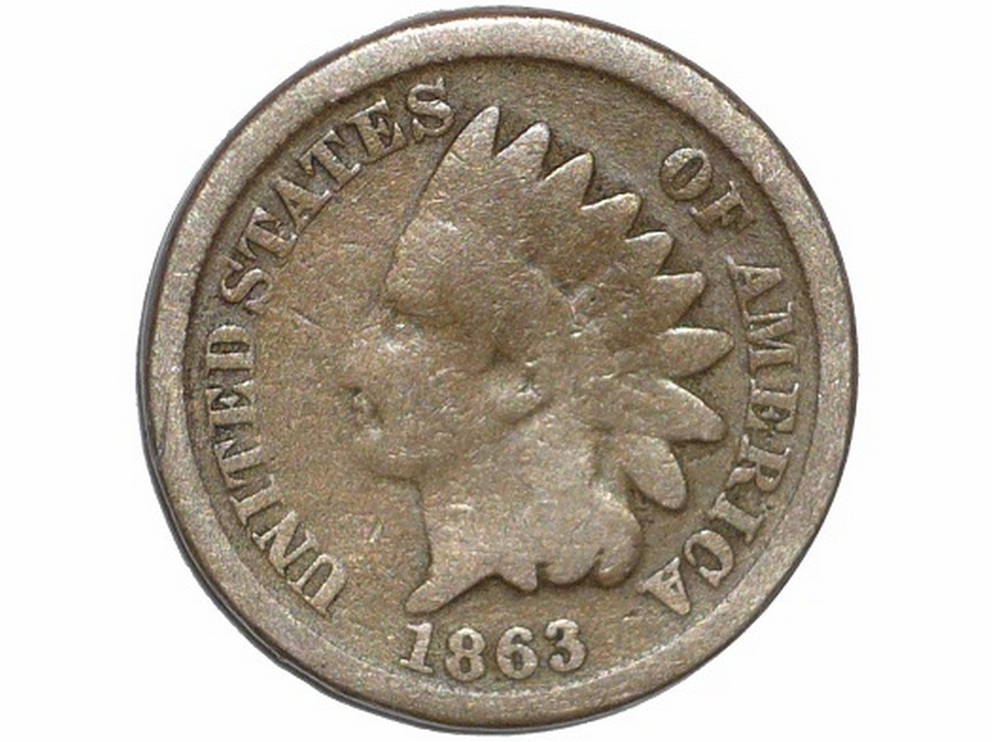 1863 Obverse of CUD-024 - Indian Head Penny - Photo by David Poliquin