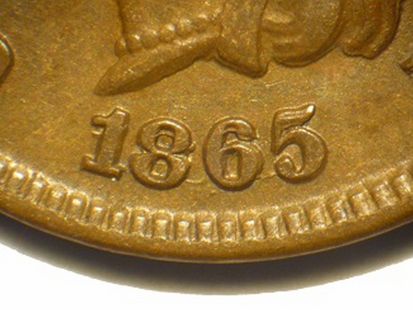 1865 Plain 5 RPD-002 - Indian Head Penny - Photo by David Poliquin