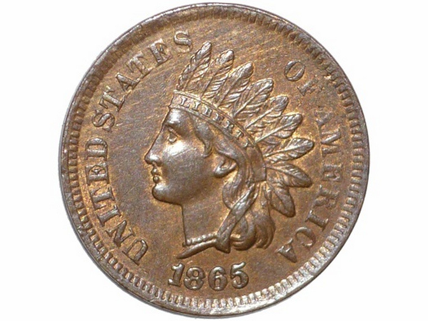 1865 Plain 5 RPD-011 - Indian Head Penny - Photo by David Poliquin