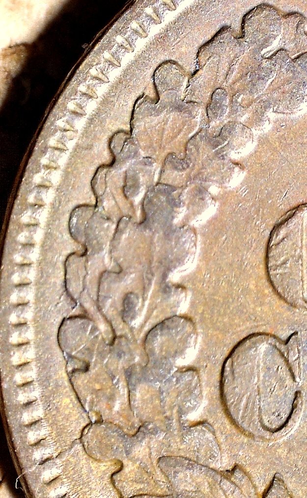 Reverse of 1887 RPD-008 - Indian Head Penny - Photo by David Killough