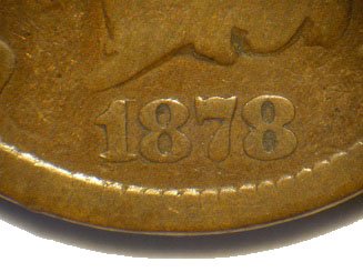Obverse of 1878 CUD-003 - Indian Head Penny - Photo by David Poliquin
