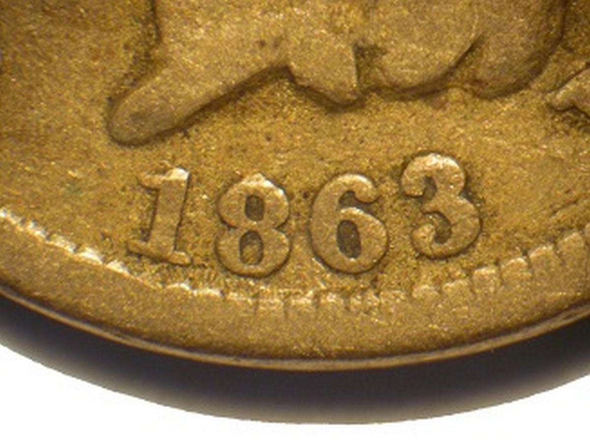 Obverse of 1863 CUD-042 - Indian Head Penny - Photo by David Poliquin