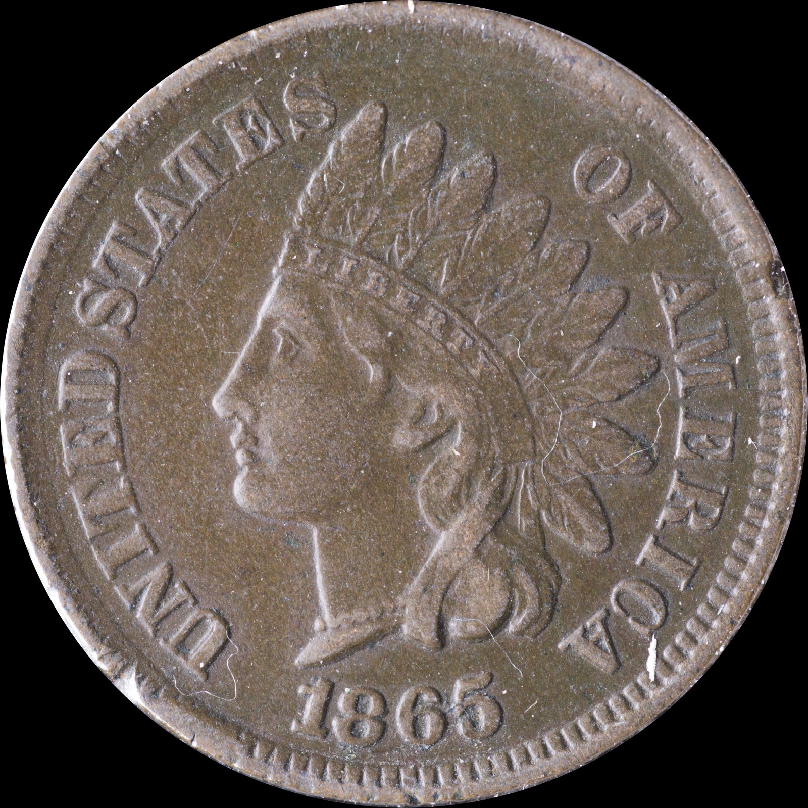 Obverse of 1865 Fancy 5 CUD-004 - Indian Head Penny