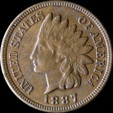 Obverse of 1887 CUD-007 - Indian Head Penny
