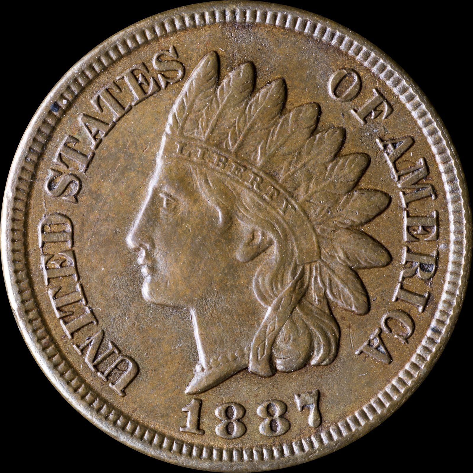 Obverse of 1887 CUD-007 - Indian Head Penny