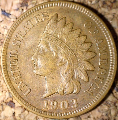 Obverse of 1903 RST-001 - Indian Head Penny - Photo by David Killough